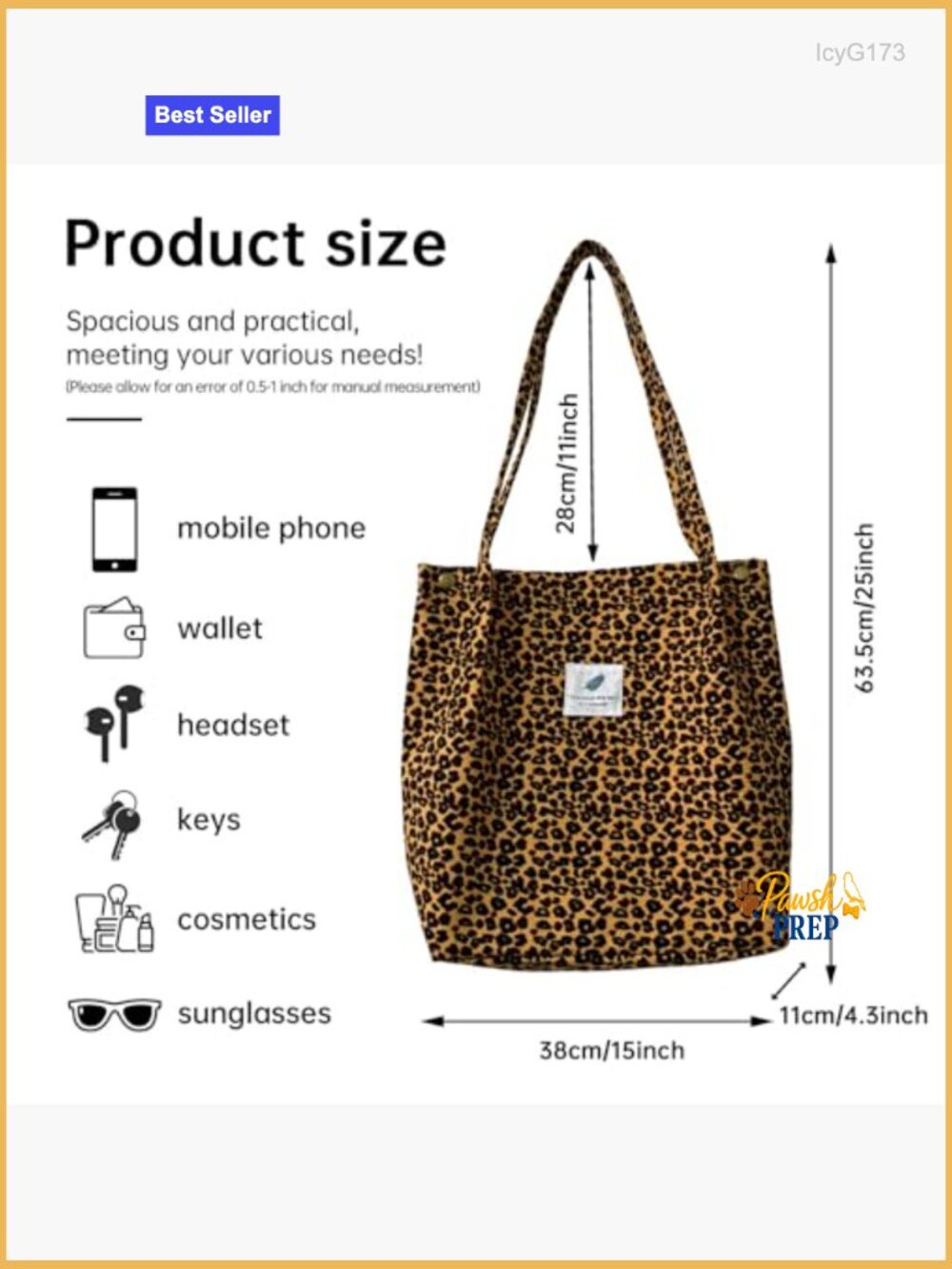 Large Corduroy Quilted Tote Bag with Inner Pockets - Picture 3 of 7